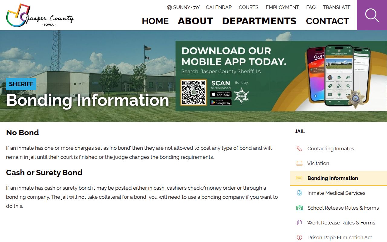 Jasper County arrest history and jail bonding information