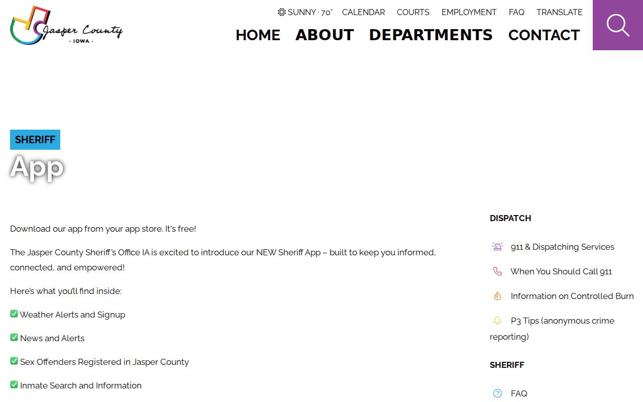 Jasper County criminal history sheriff mobile app features