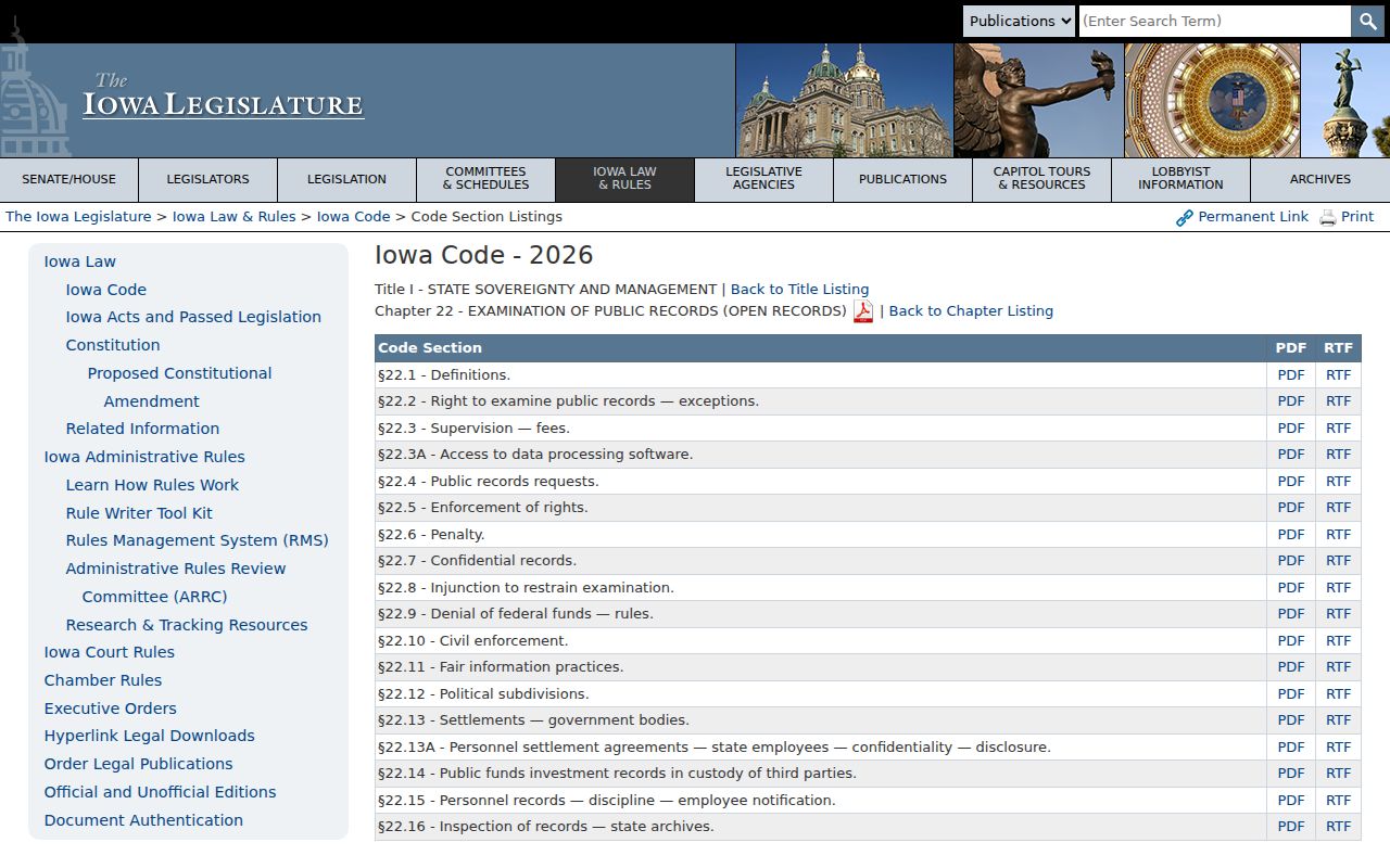 Jasper County criminal history Iowa Open Records Law chapter 22